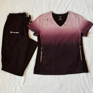 Koi Lite Gradient Pink and brown Scrub Set